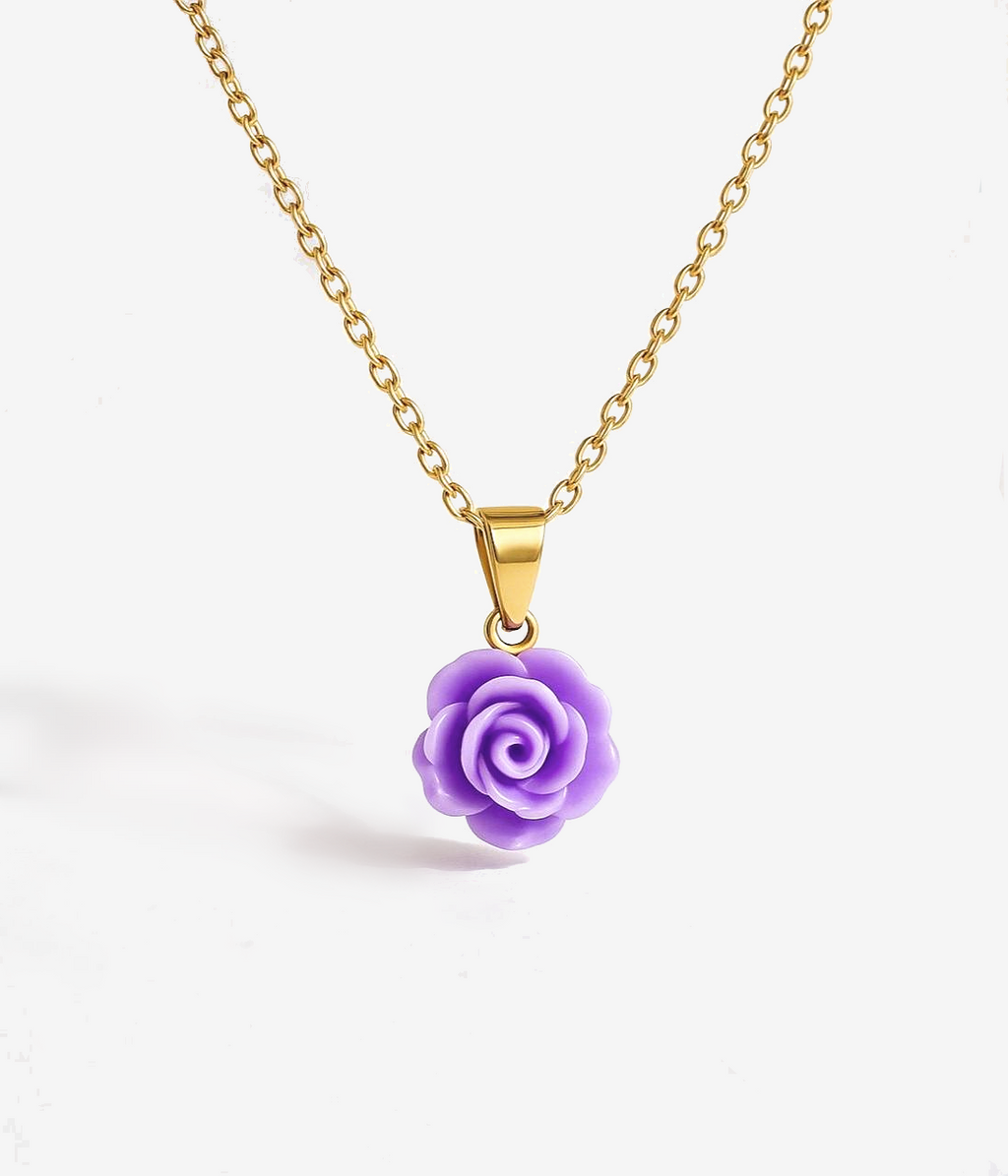 Small Violet Rose Pendant Necklace