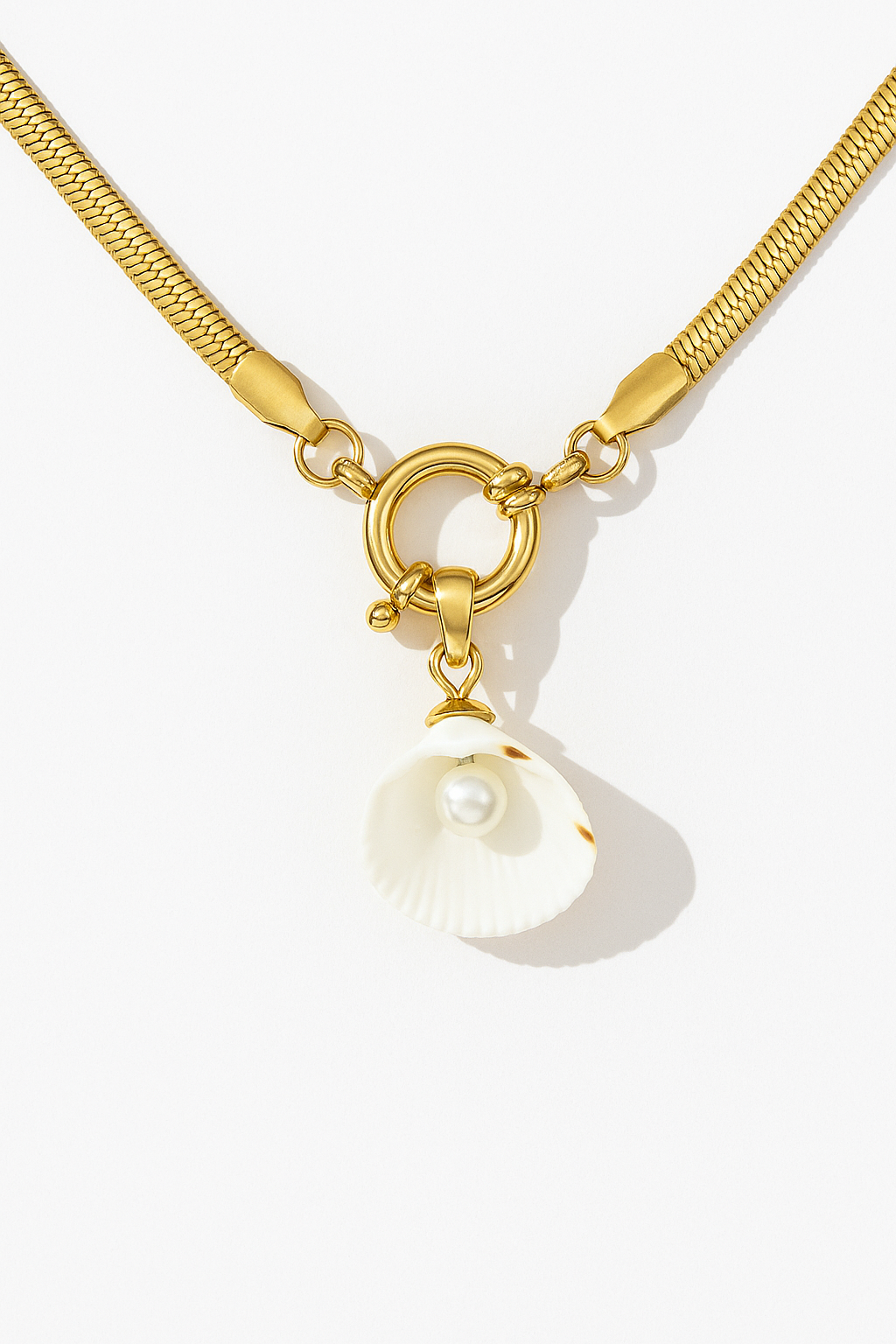 Natural Shell with Pearl Necklace Pendant