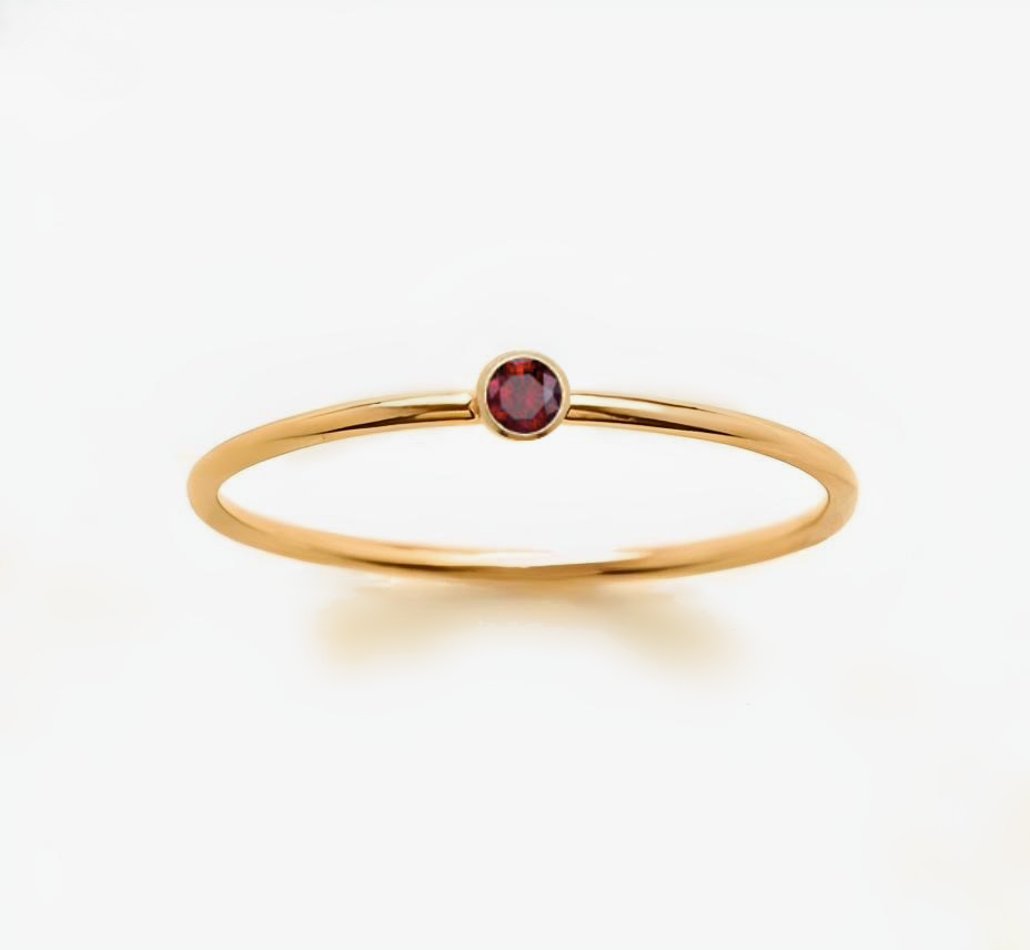 Delicate Red Birthstone Stack Ring