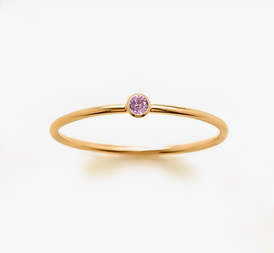 Delicate Light Lilac Birthstone Stack Ring