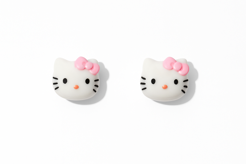 Mini White Kitten Stud Earrings