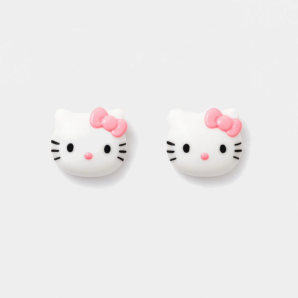 Mini White Kitten Stud Earrings