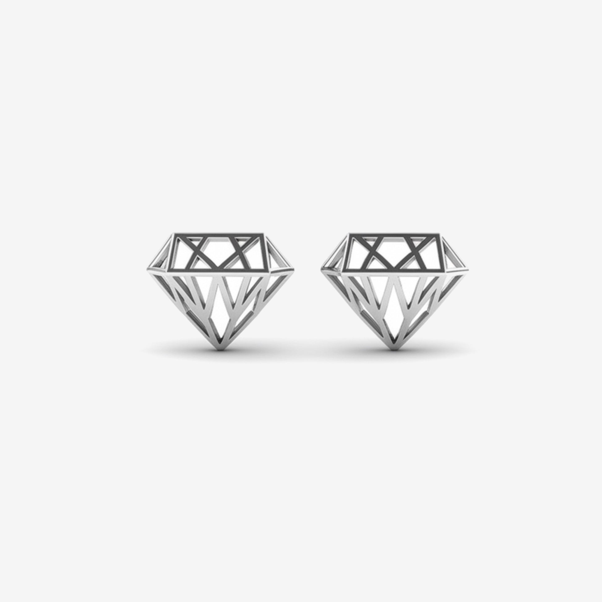 Geometric Diamond Shape Sterling Silver Stud Earrings