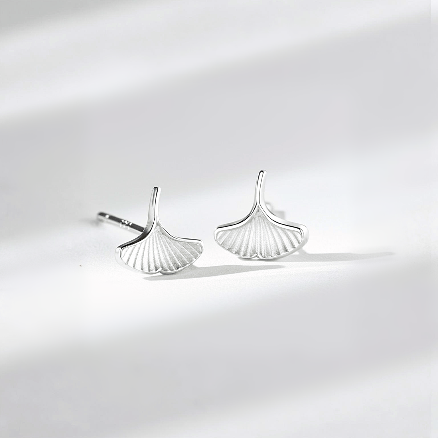 Delicate Ginco Biloba Leaf Stud Earrings