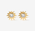 Sun Shaped Gold Plated Silver Stud Earrings