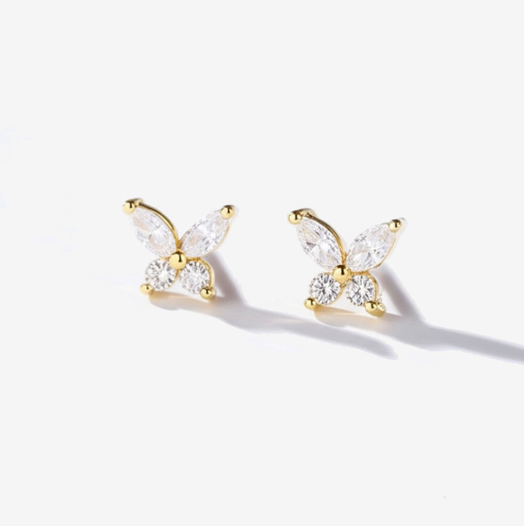 Sparkling Butterfly Sterling Silver Earrings