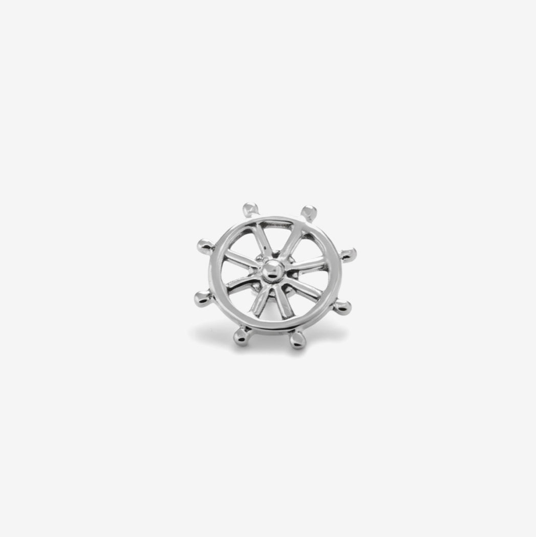 Wheel Sterling Silver Single Stud Earring