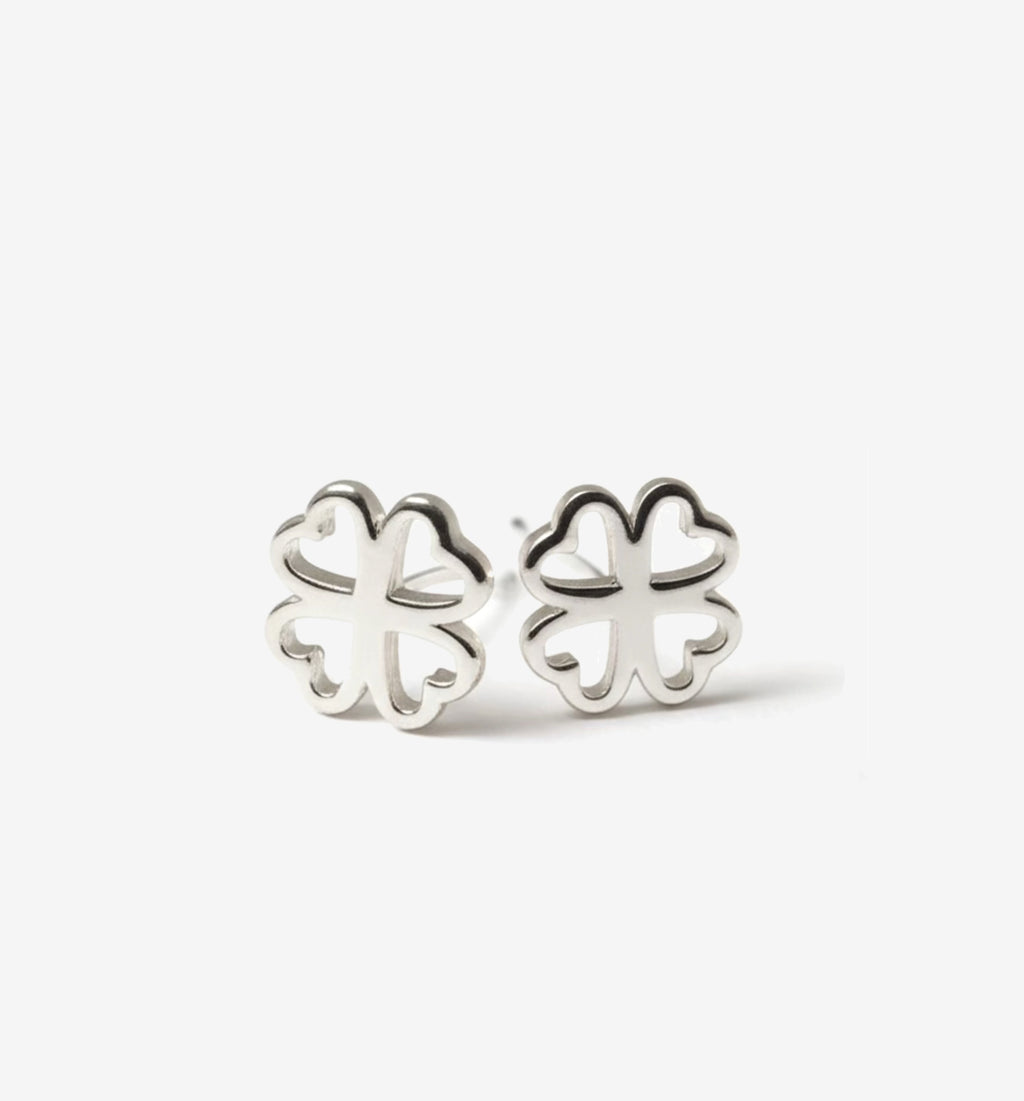 Hollow Clover Sterling Silver Stud Earrings