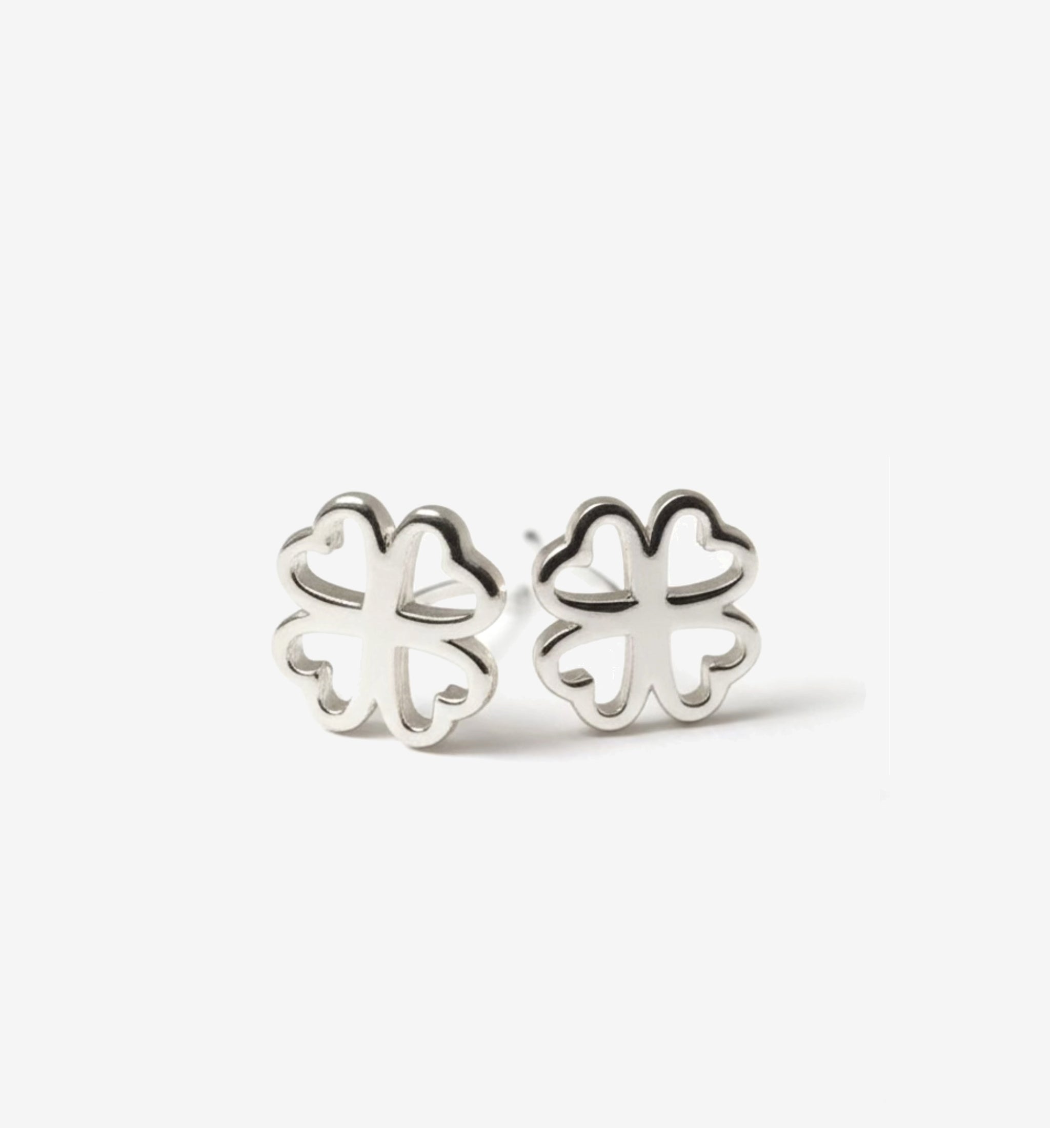 Hollow Clover Sterling Silver Stud Earrings