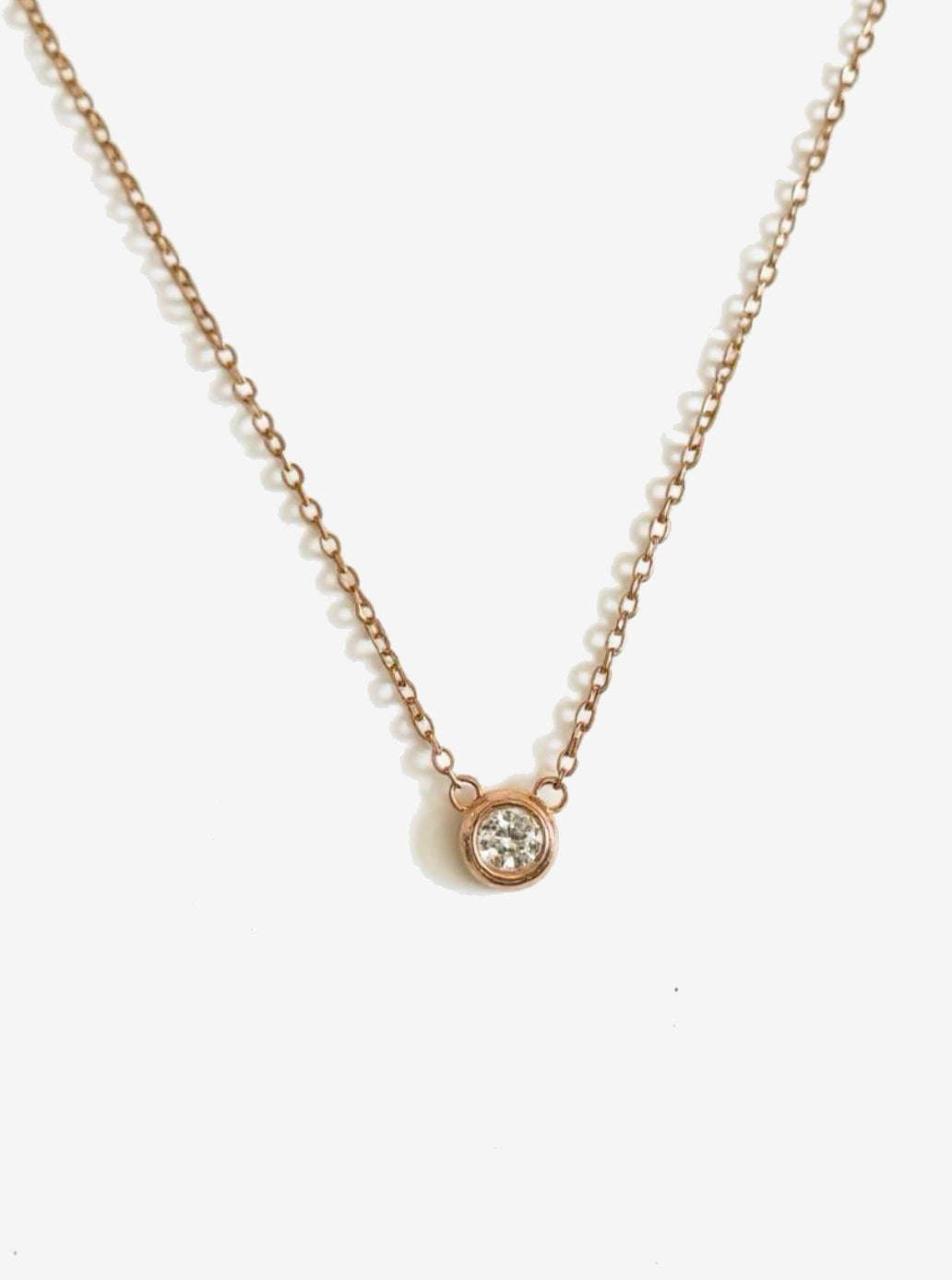 Solitaire Rose Gold Sterling Silver Necklace