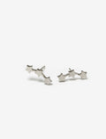 Three Start Sterling Silver Stud Earrings