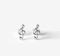 Music Note Clef Sterling Silver Stud Earrings