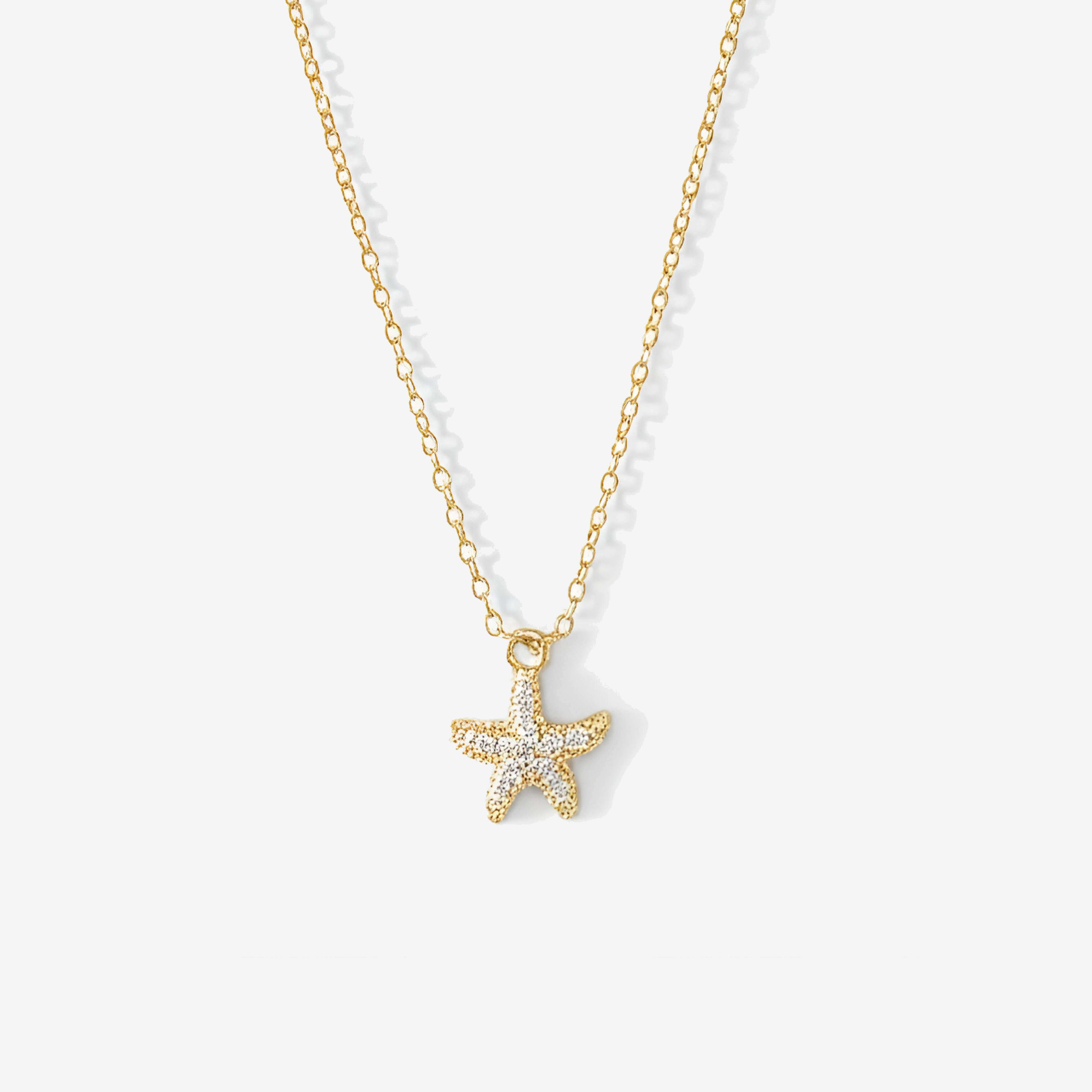 Starfish Pave Gold Plated Necklace