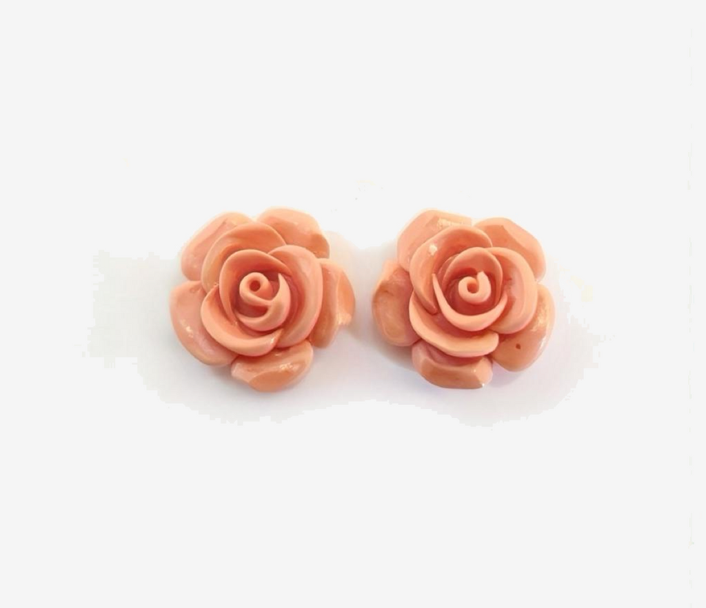 Powder Pink Flower Stud Earrings
