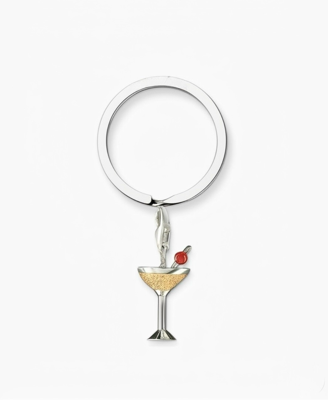 Stainless Steel Keychain with a  Cocktail Charm