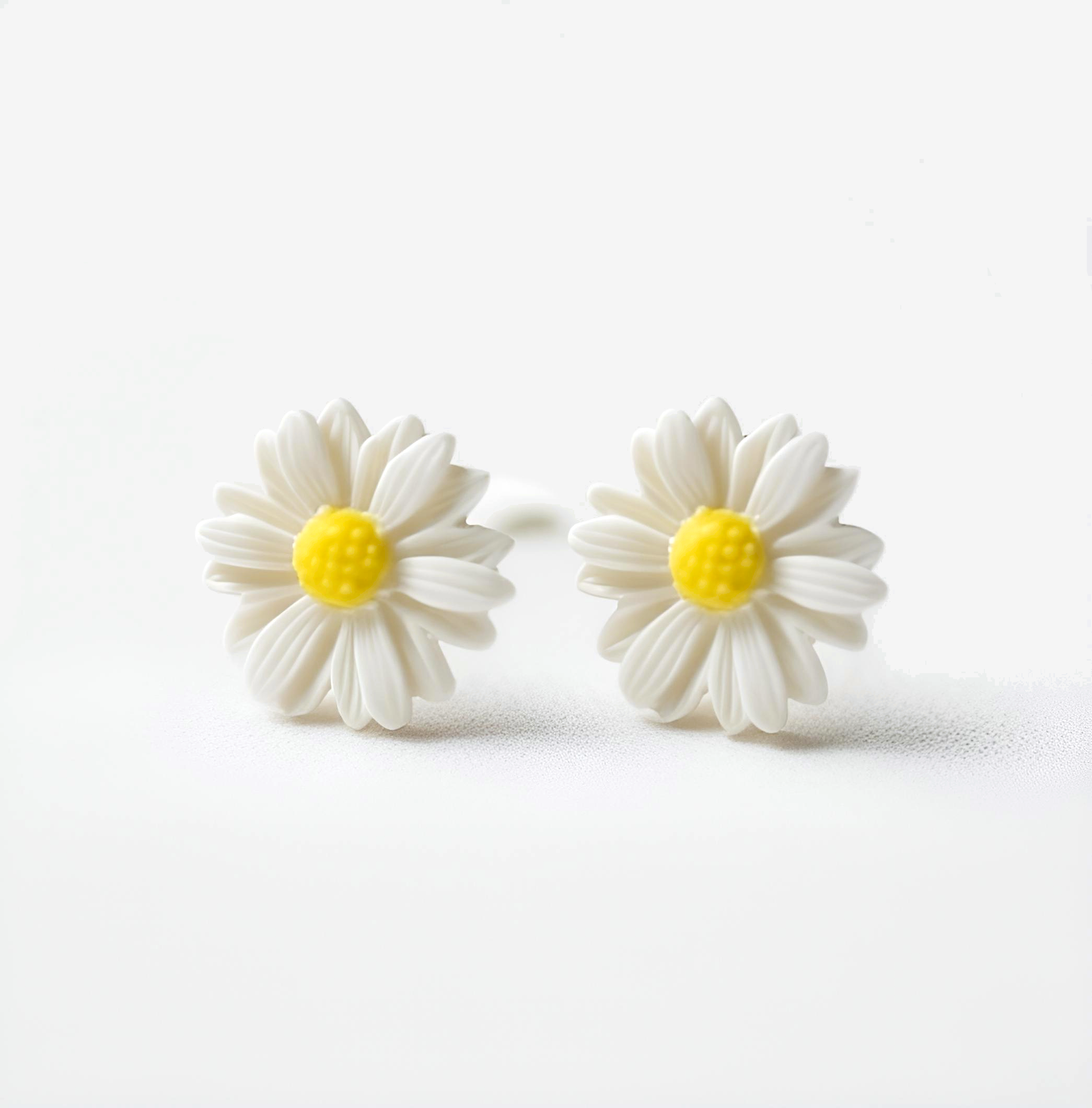Large Marguerite Flower Stud Earrings