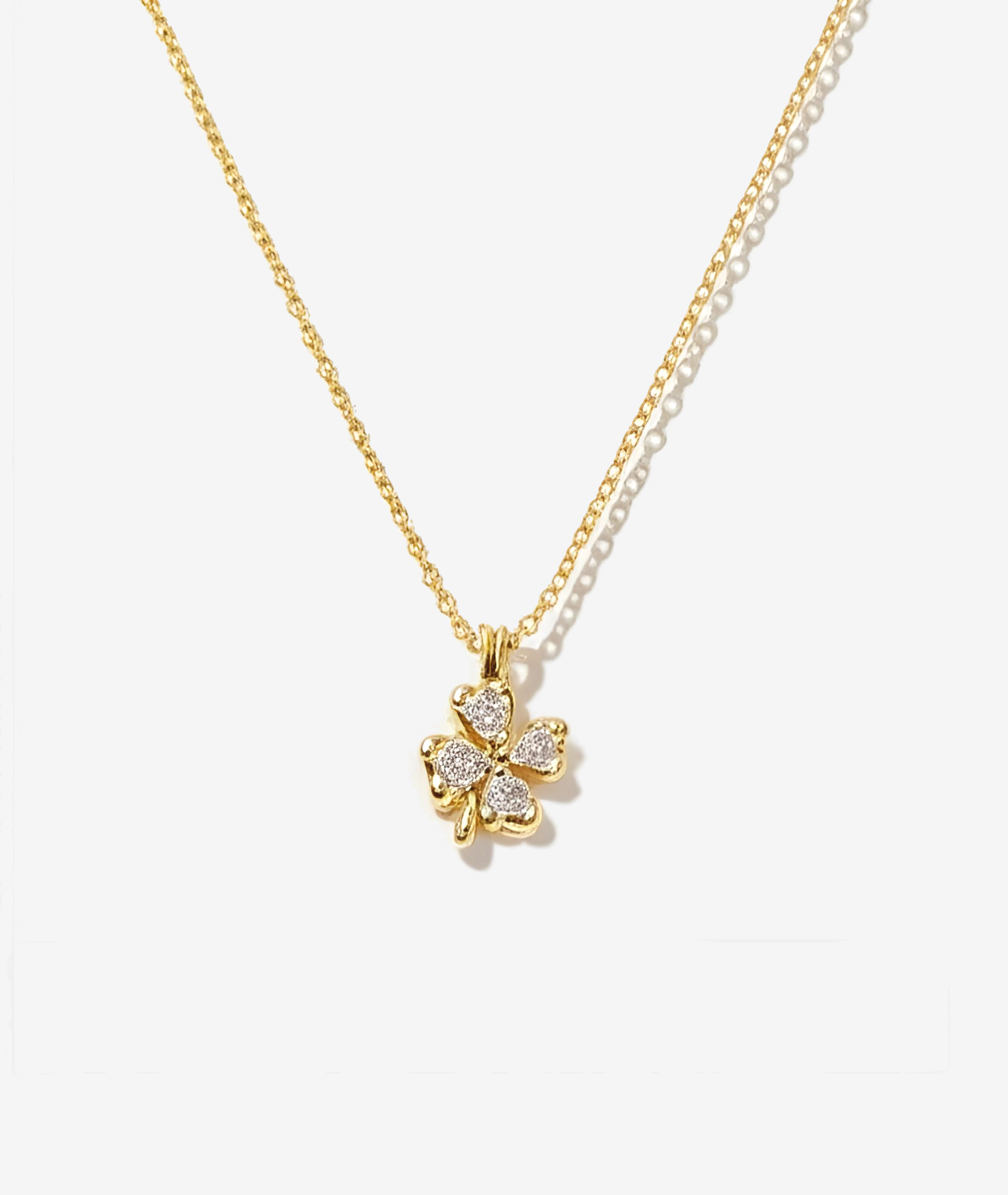 Clover CZ Gold Plated Silver Necklace