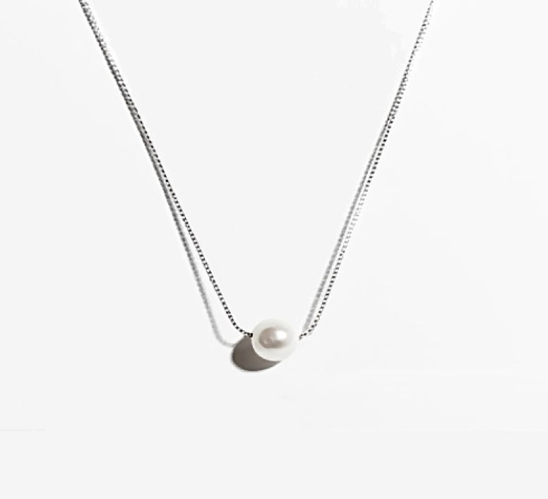 Natural Seashell Pearl Sterling Silver Necklace