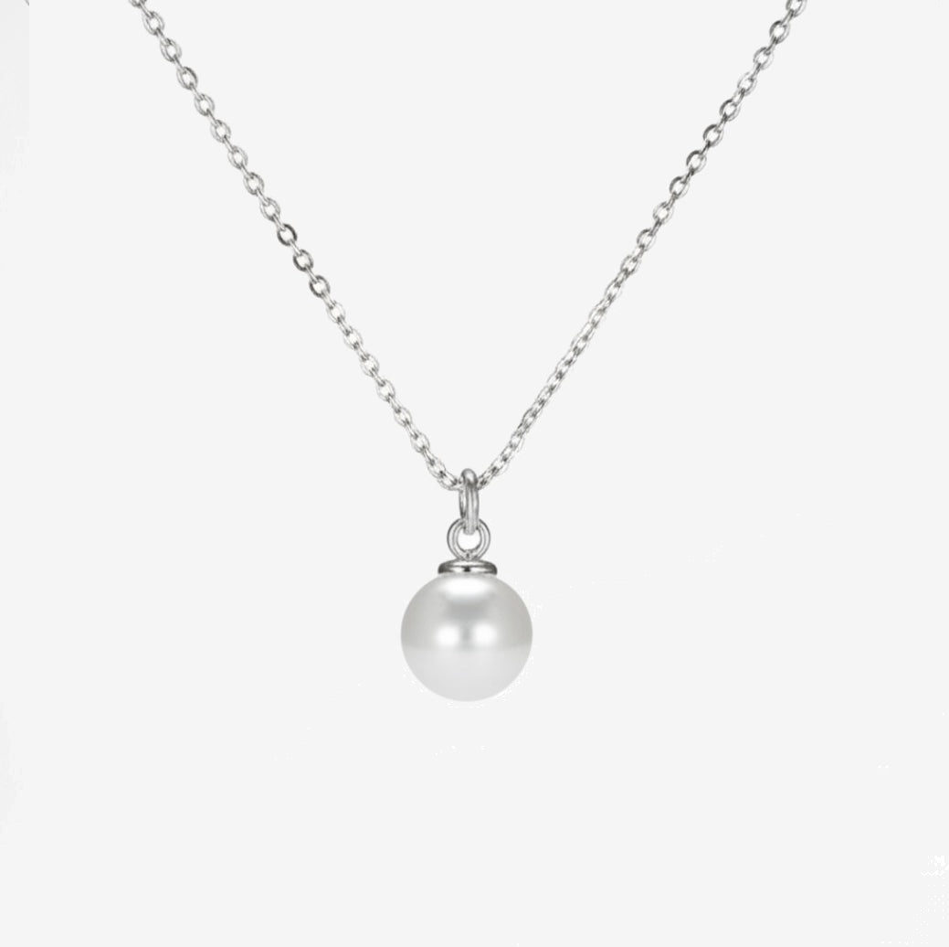 Seashell Pearl Pendant Sterling Silver Necklace