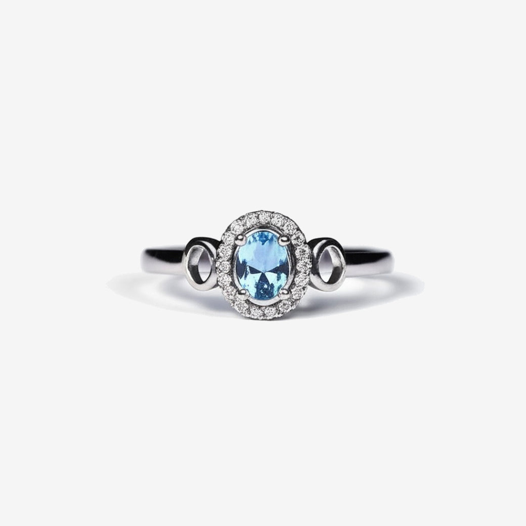 Aquamarine Sterling Silver Solitaire Ring
