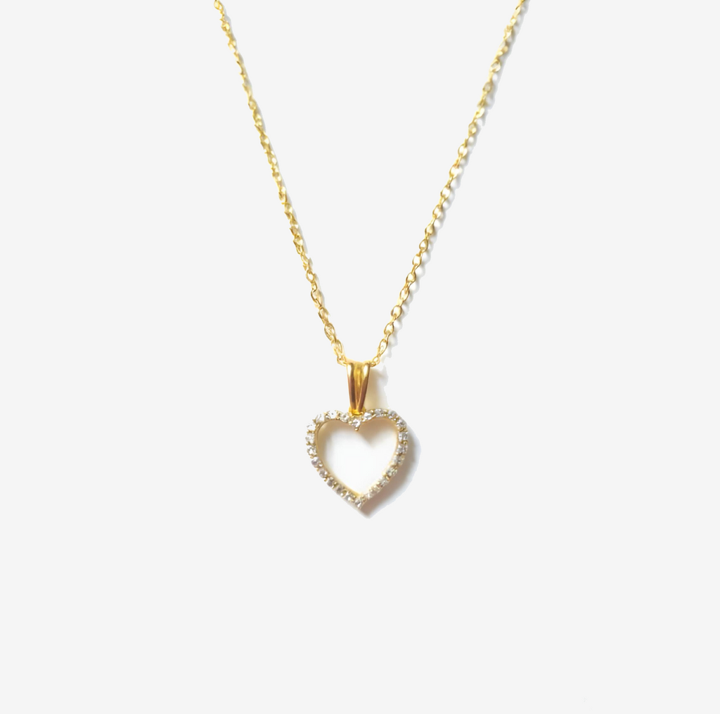 Sparkling Heart the Cubic Zirconia Gold Plated Necklace