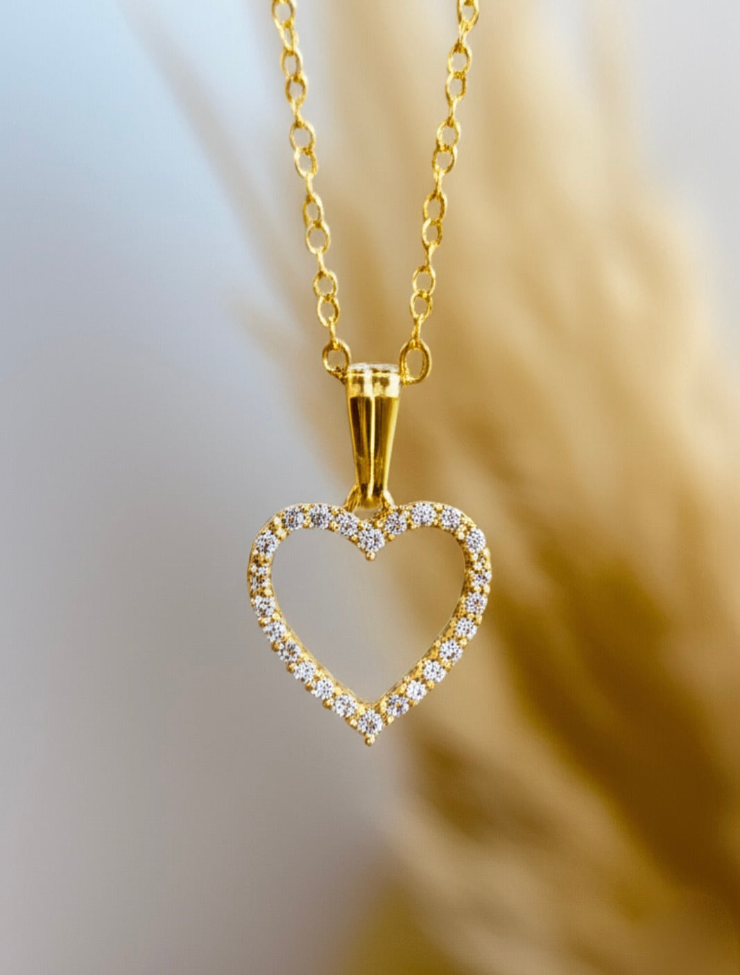 Sparkling Heart the Cubic Zirconia Gold Plated Necklace