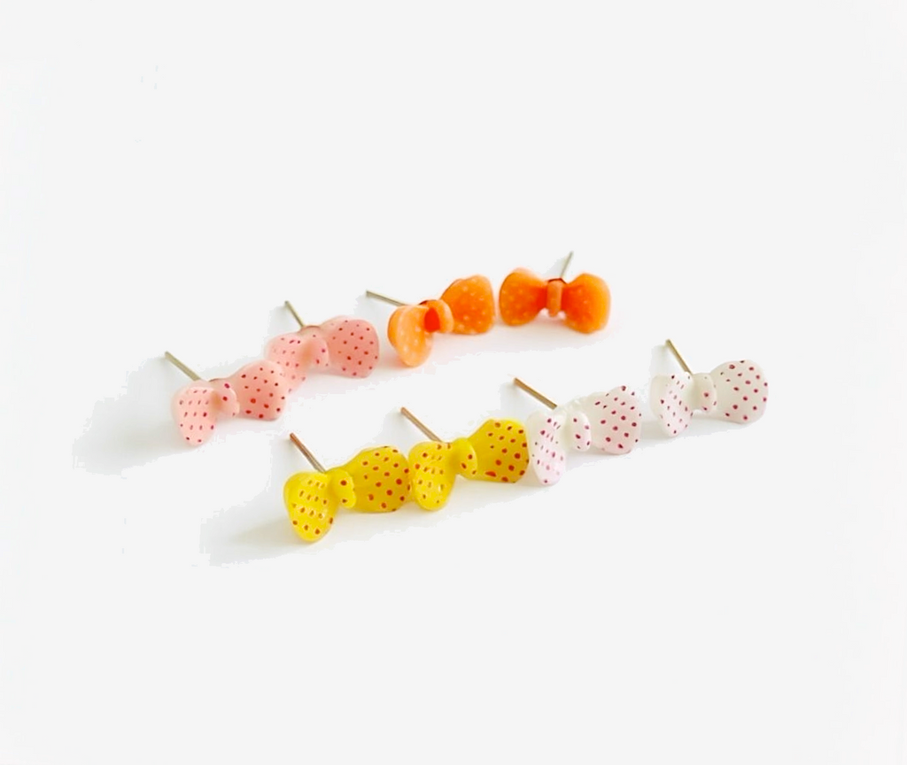 Mini Polka Dot Bow Stud Earrings