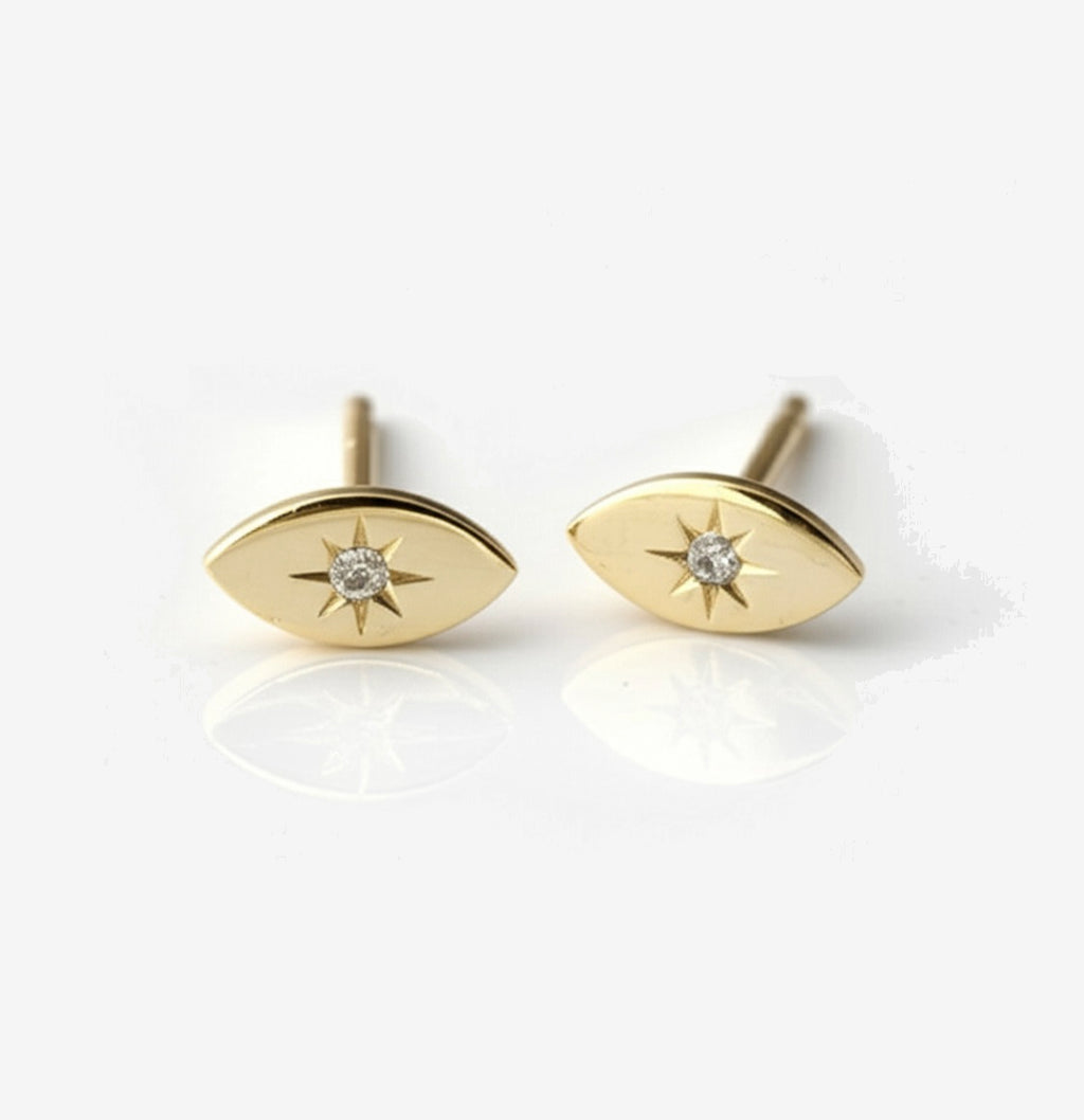 Delicate Eye Sterling Silver Studs in Gold
