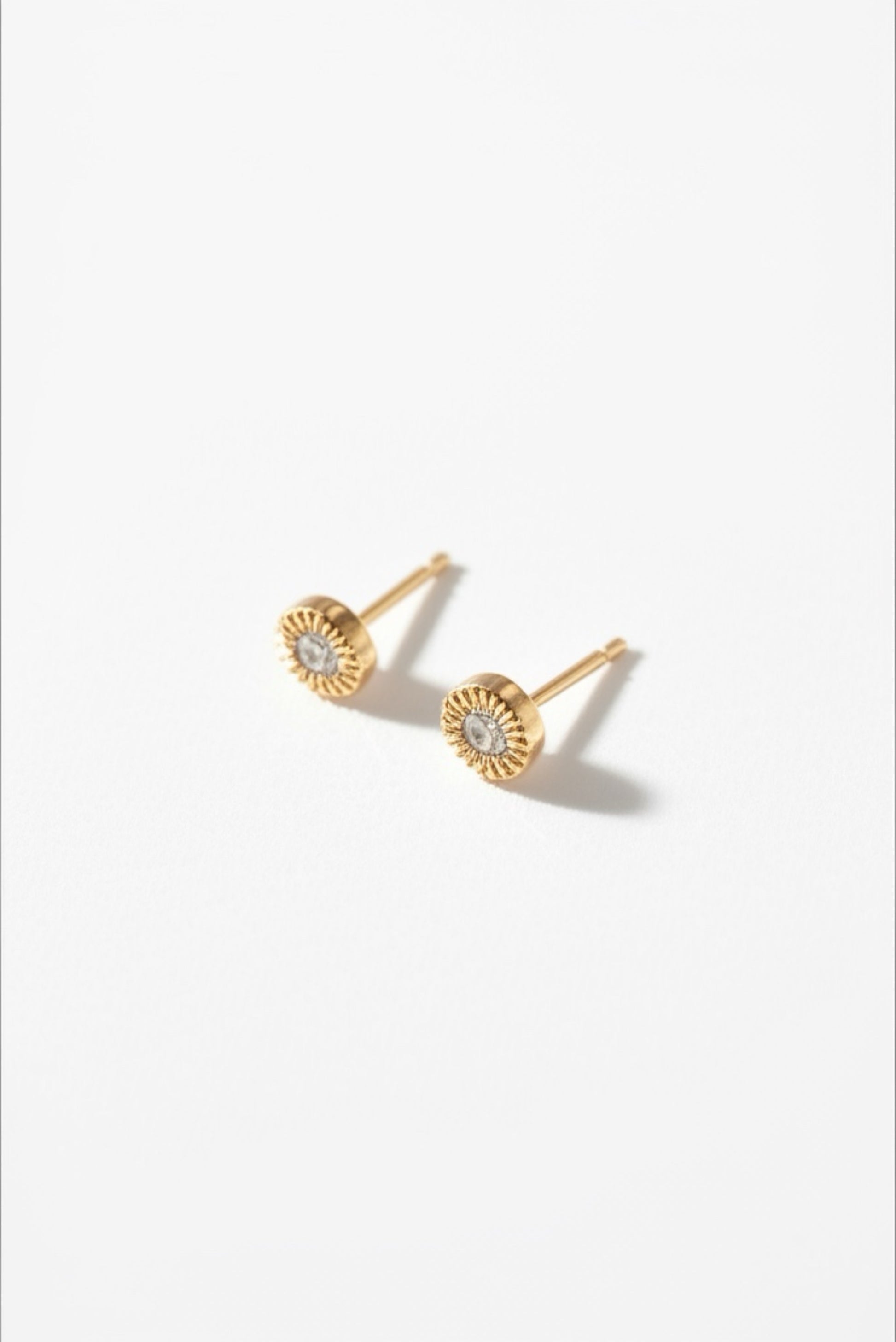 Sunflower Cubic Zirconia Gold Plated Stud Earrings