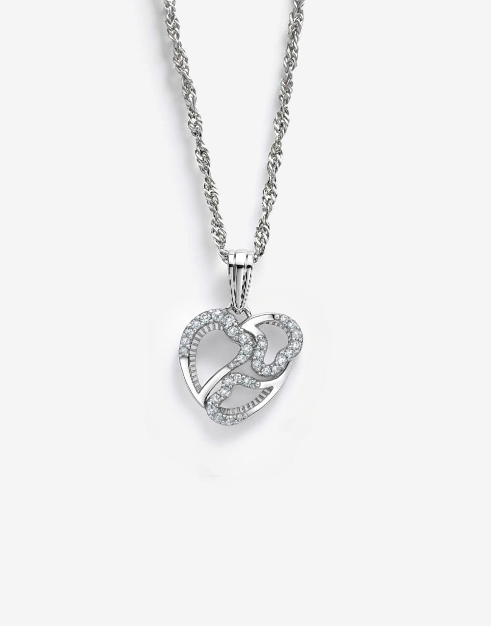 Three Hearts Sterling Silver Necklace
