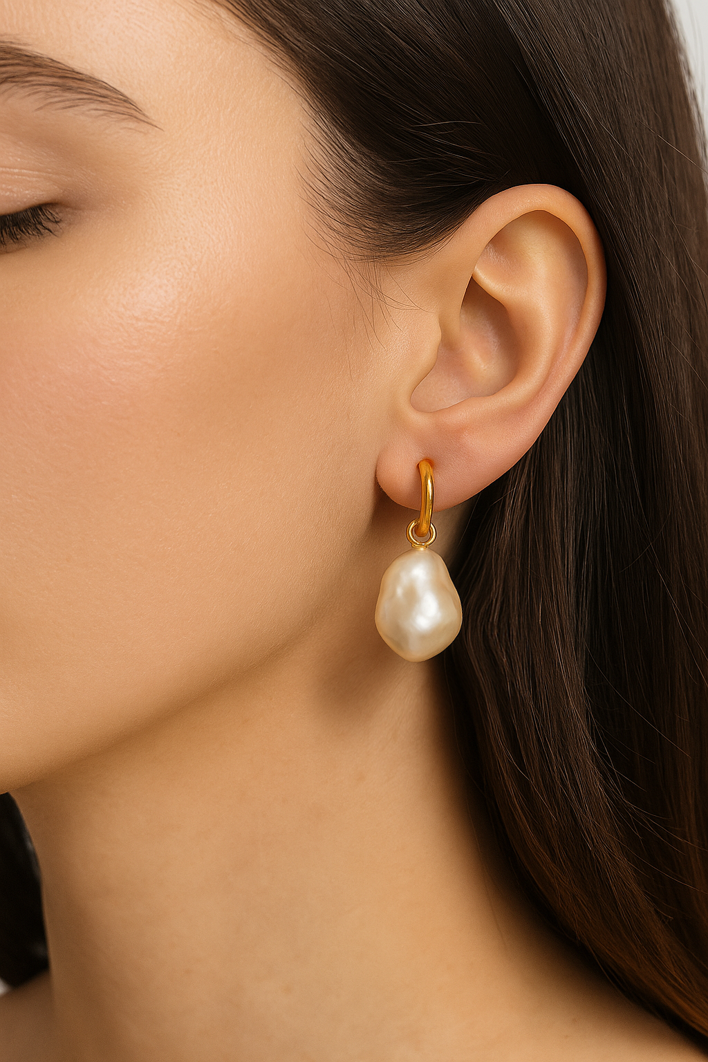 Natural White Baroque Pearl Earrings Charms