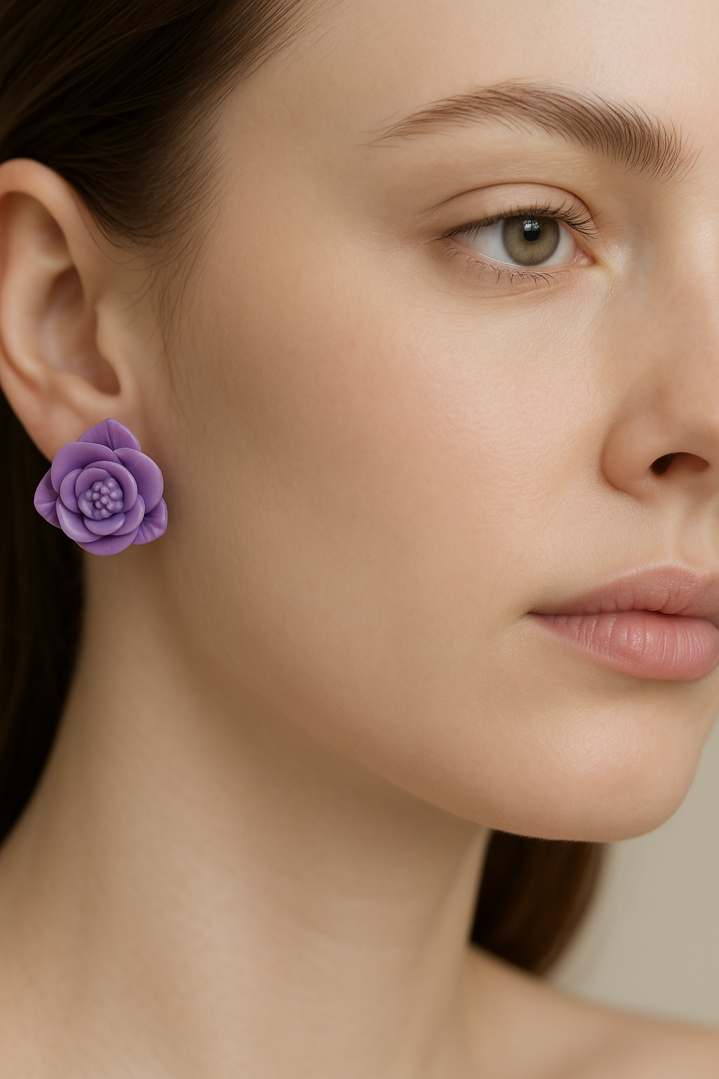 Large Violet Flower Earrings