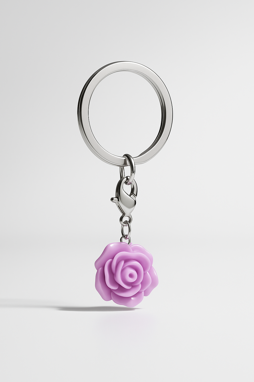 Stainless Steel Keychain with a  Flower Charm