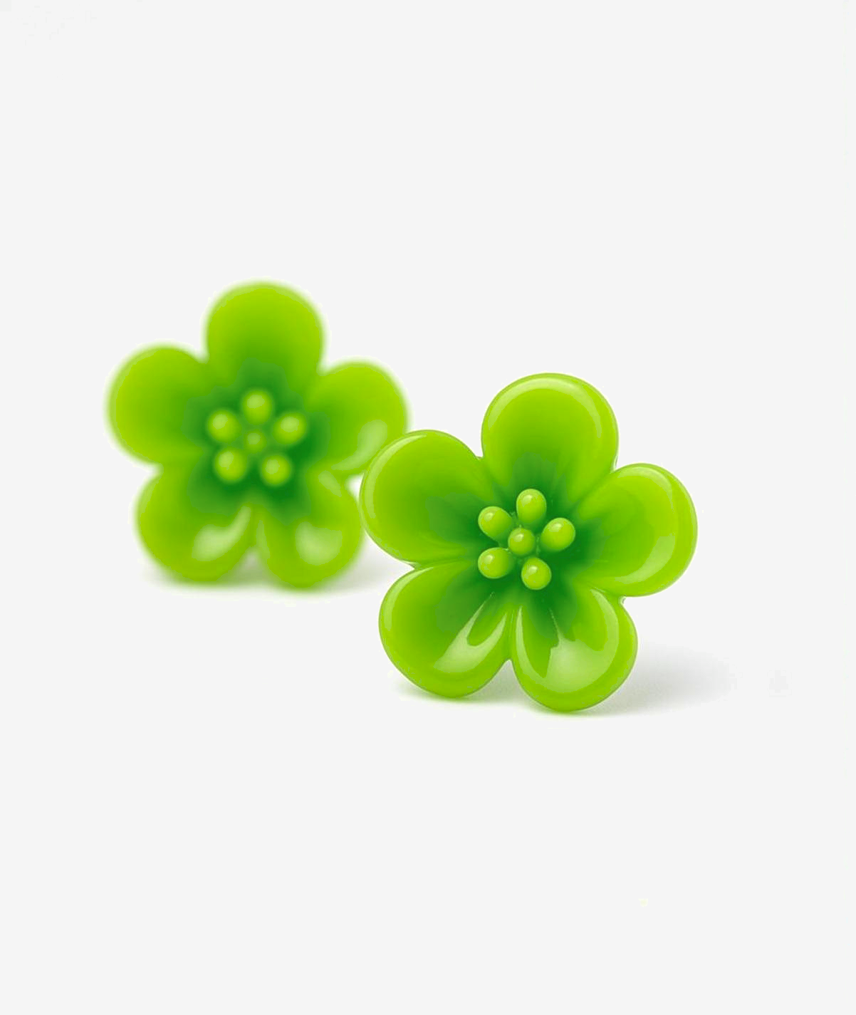Lime Green Flower Stud Earrings