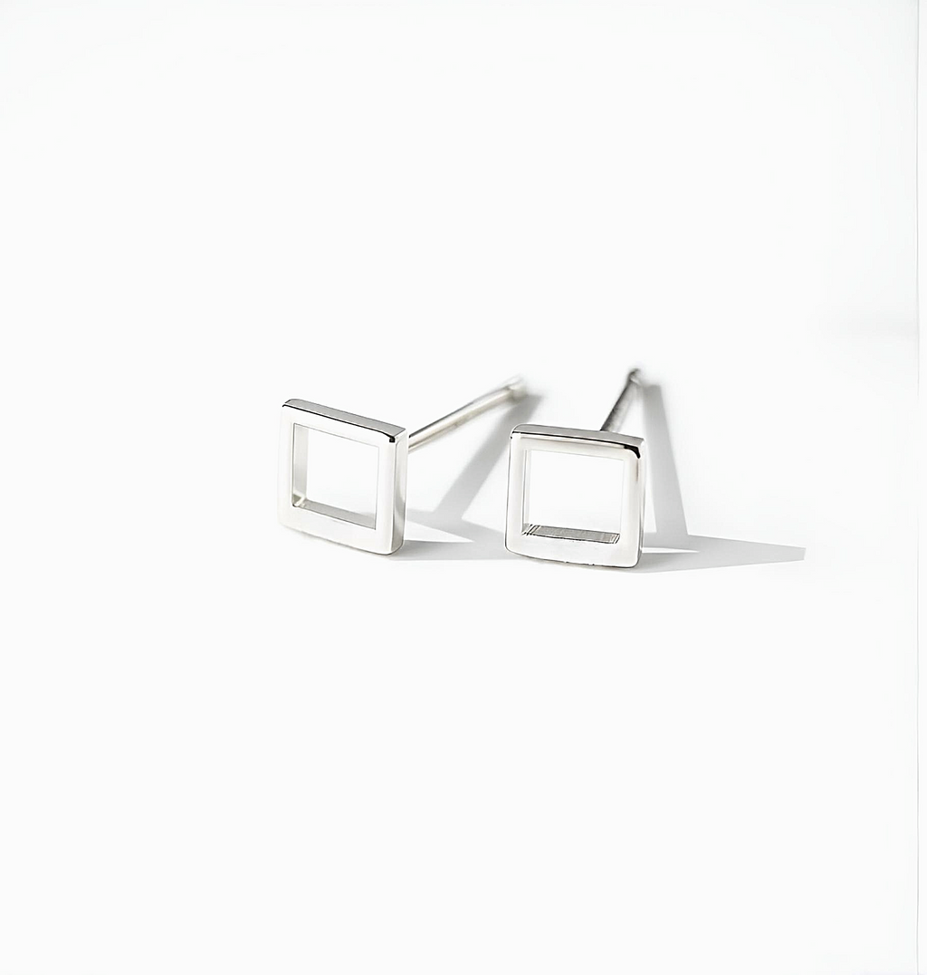 Minimalist Square Sterling Silver Stud Earrings