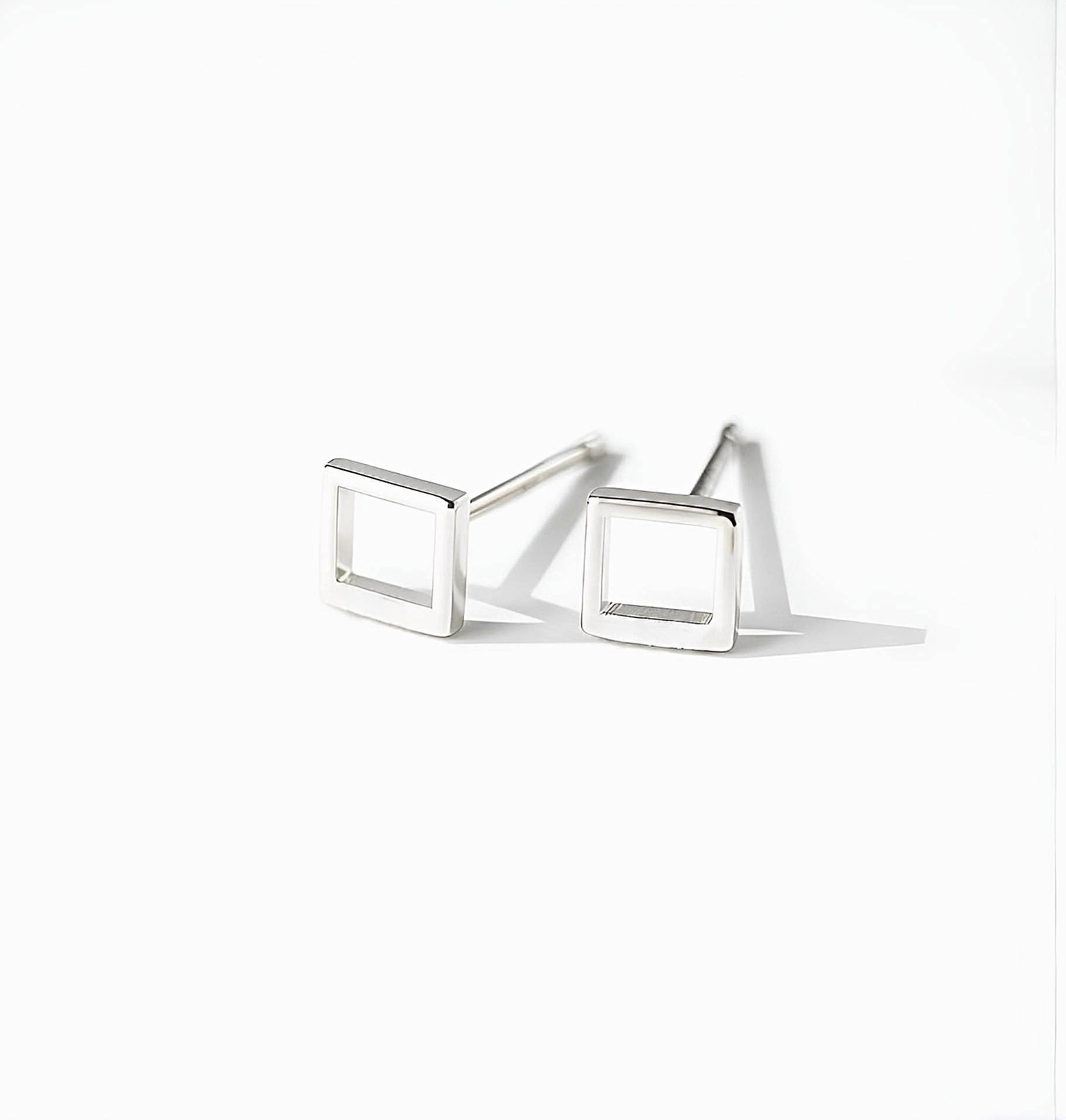 Minimalist Square Sterling Silver Stud Earrings