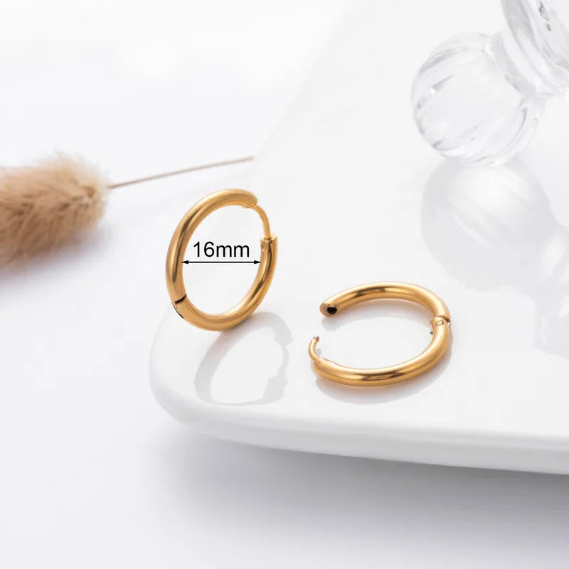 Gold Plated Stainless Steel Hoop Earrings- Large