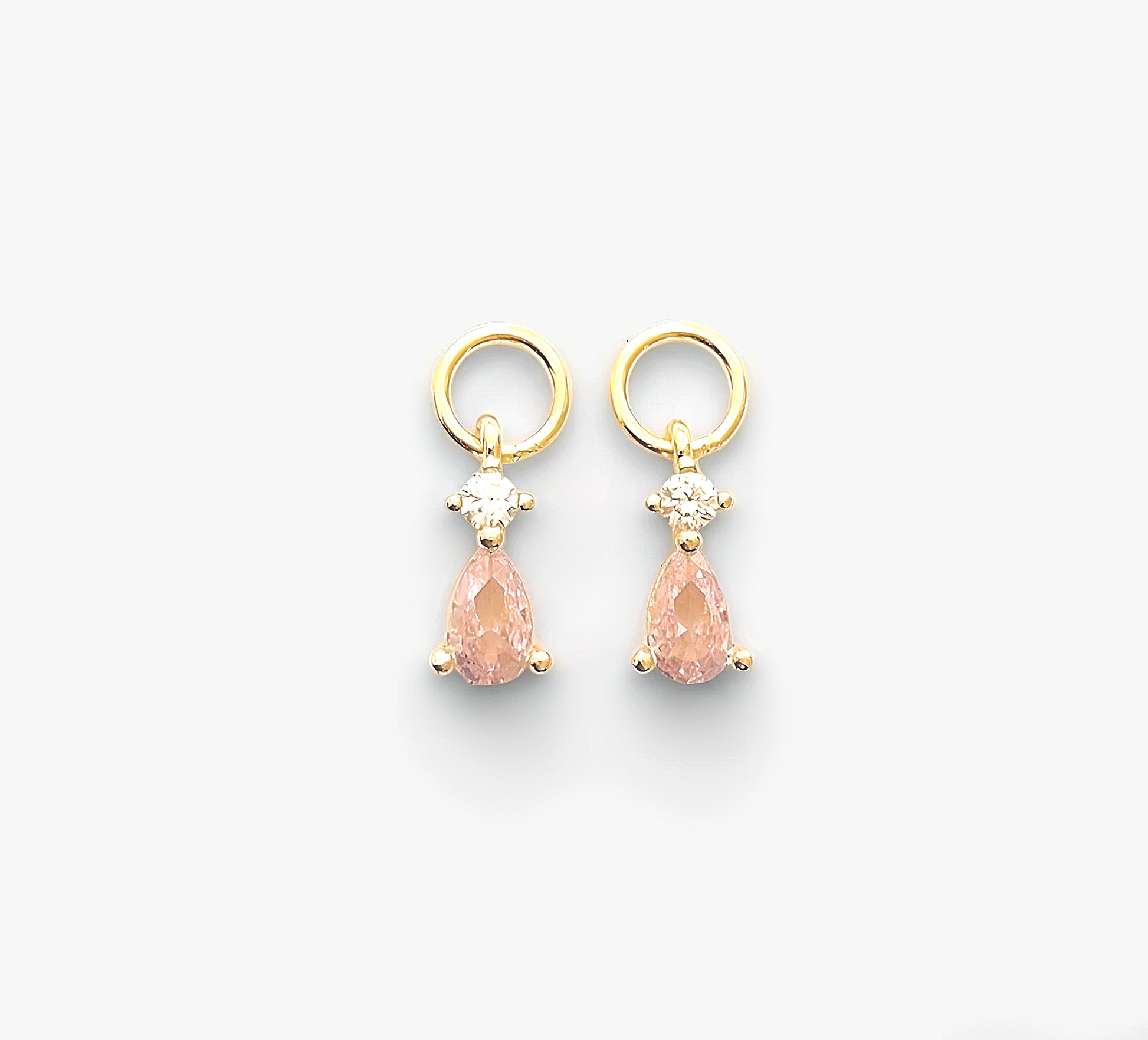 Small Drop Earrings Charms in White and Light Pink