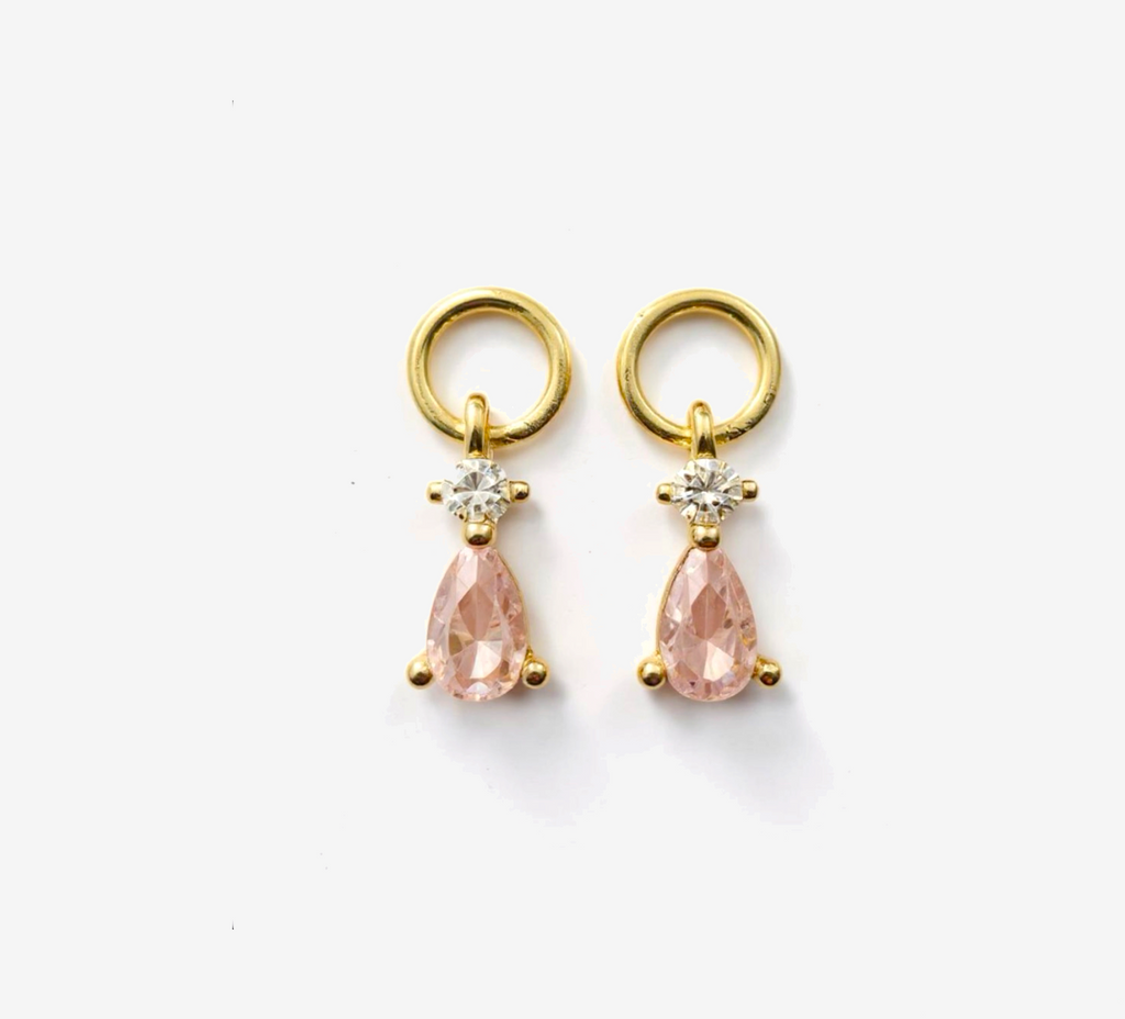 Small Drop Earrings Charms in White and Light Pink