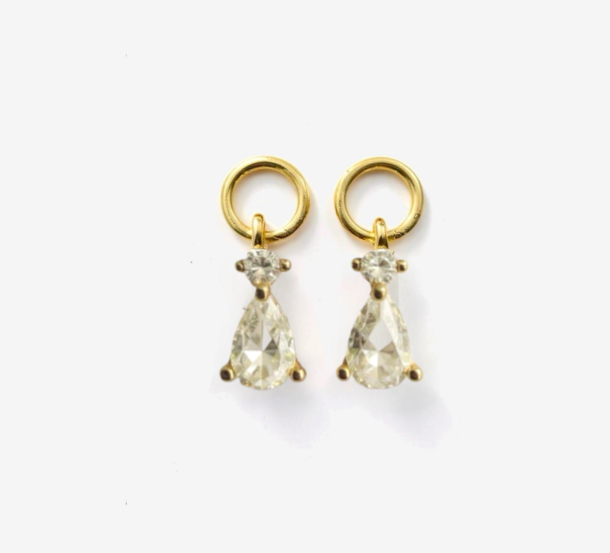 Small Drop Earrings Charms in Crystal White