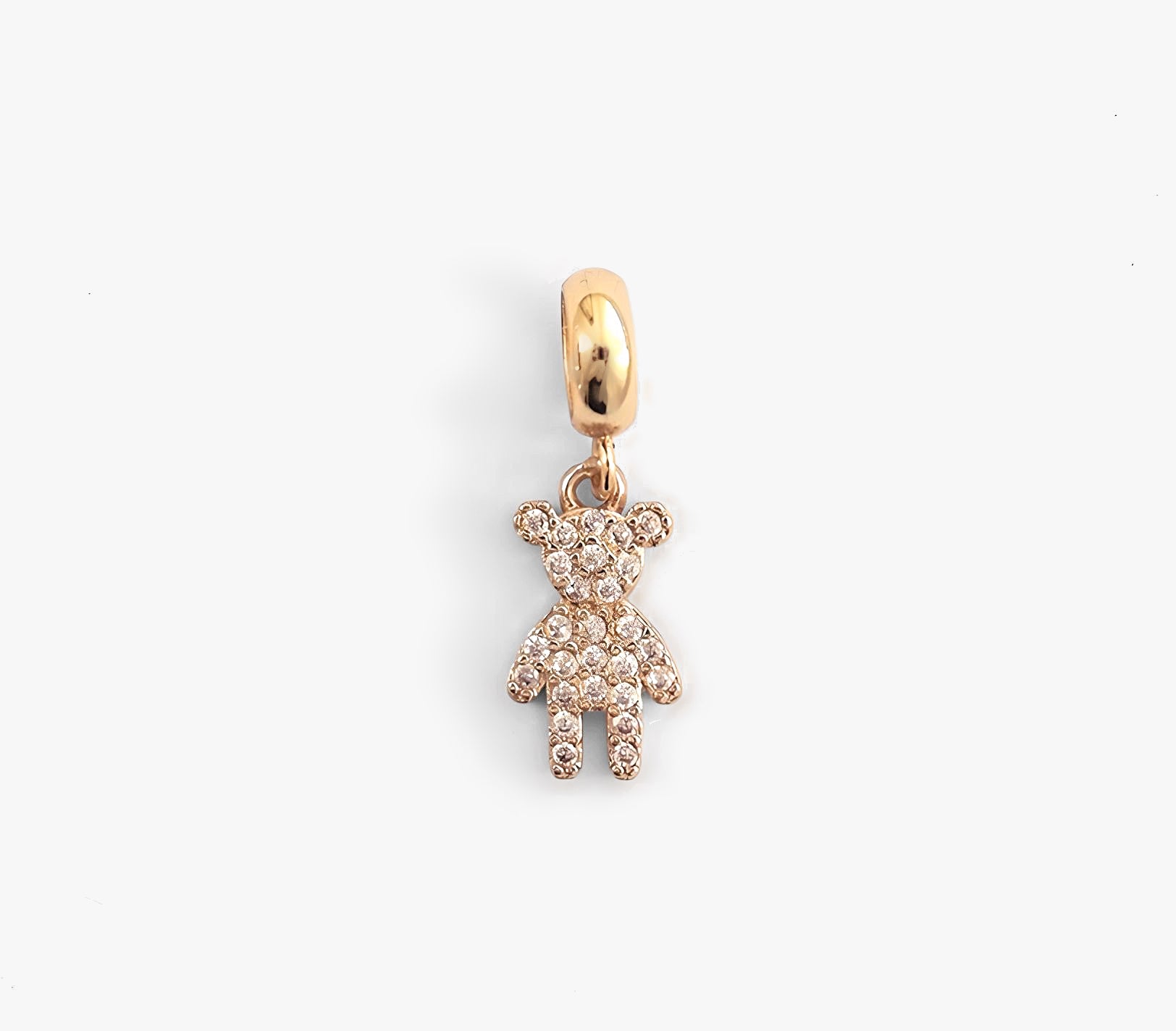 Teddy Bear Gold Pave Charm for Bracelets