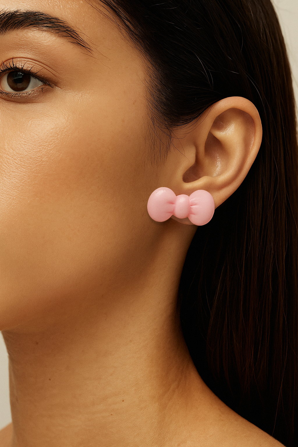 Large Pink Bow Stud Earrings