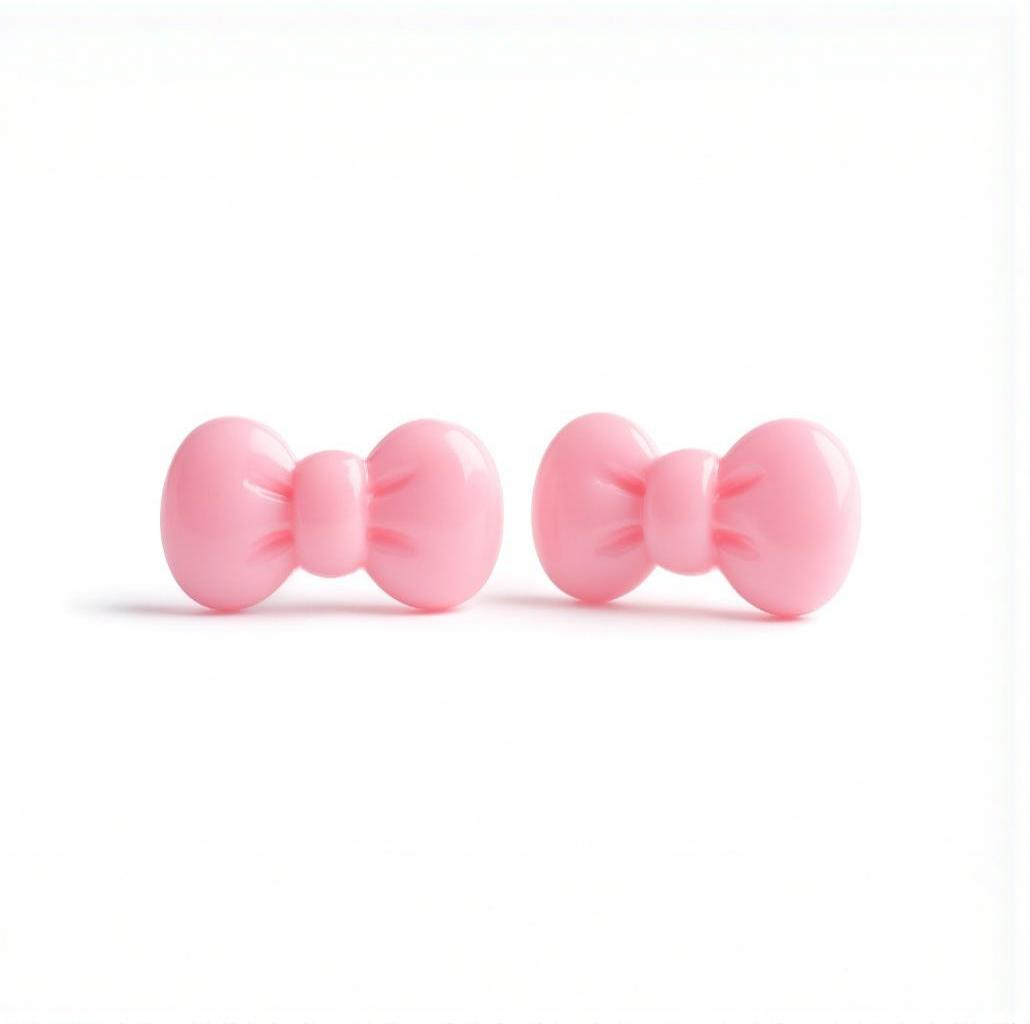 Large Pink Bow Stud Earrings