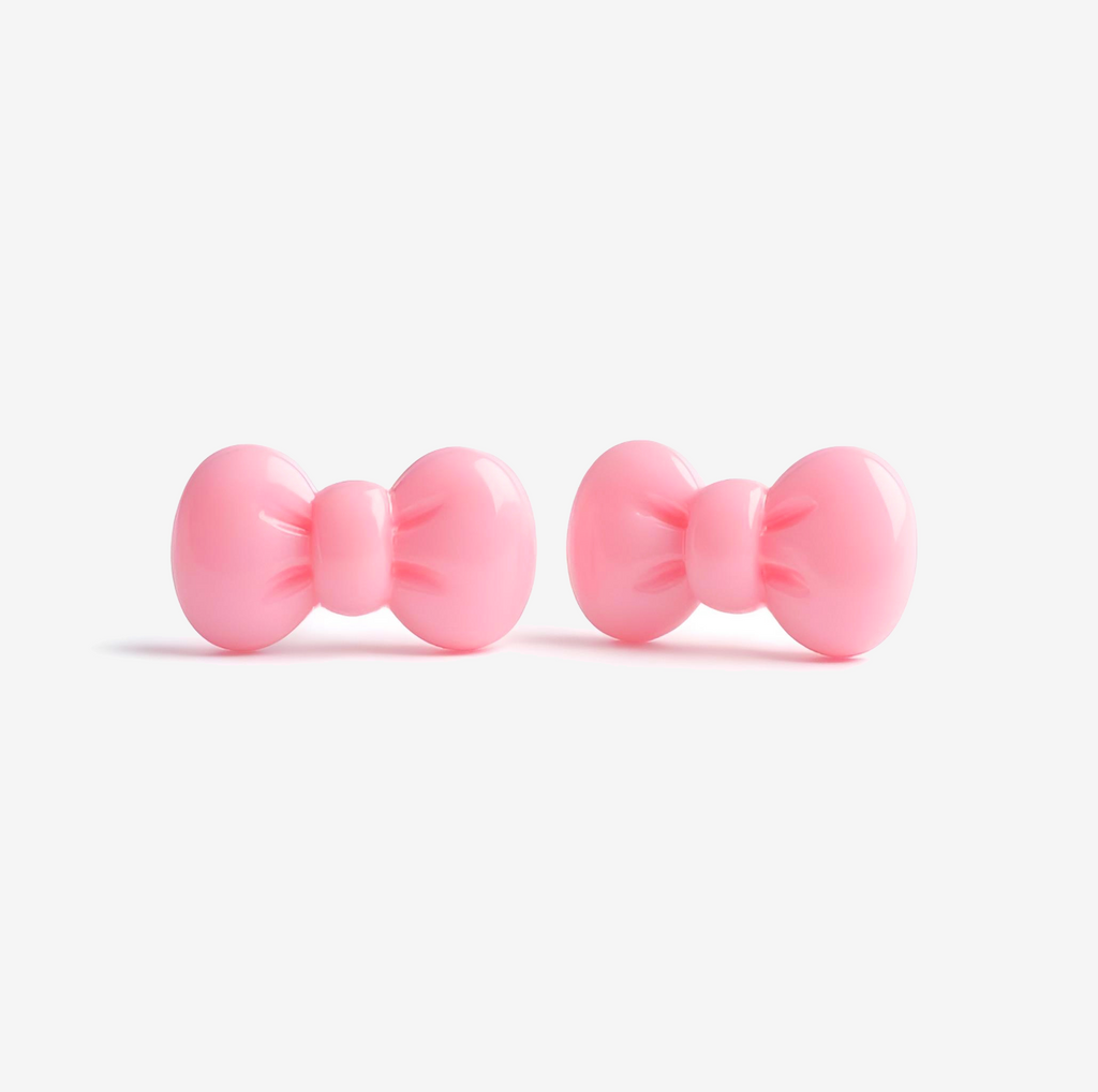 Large Pink Bow Stud Earrings