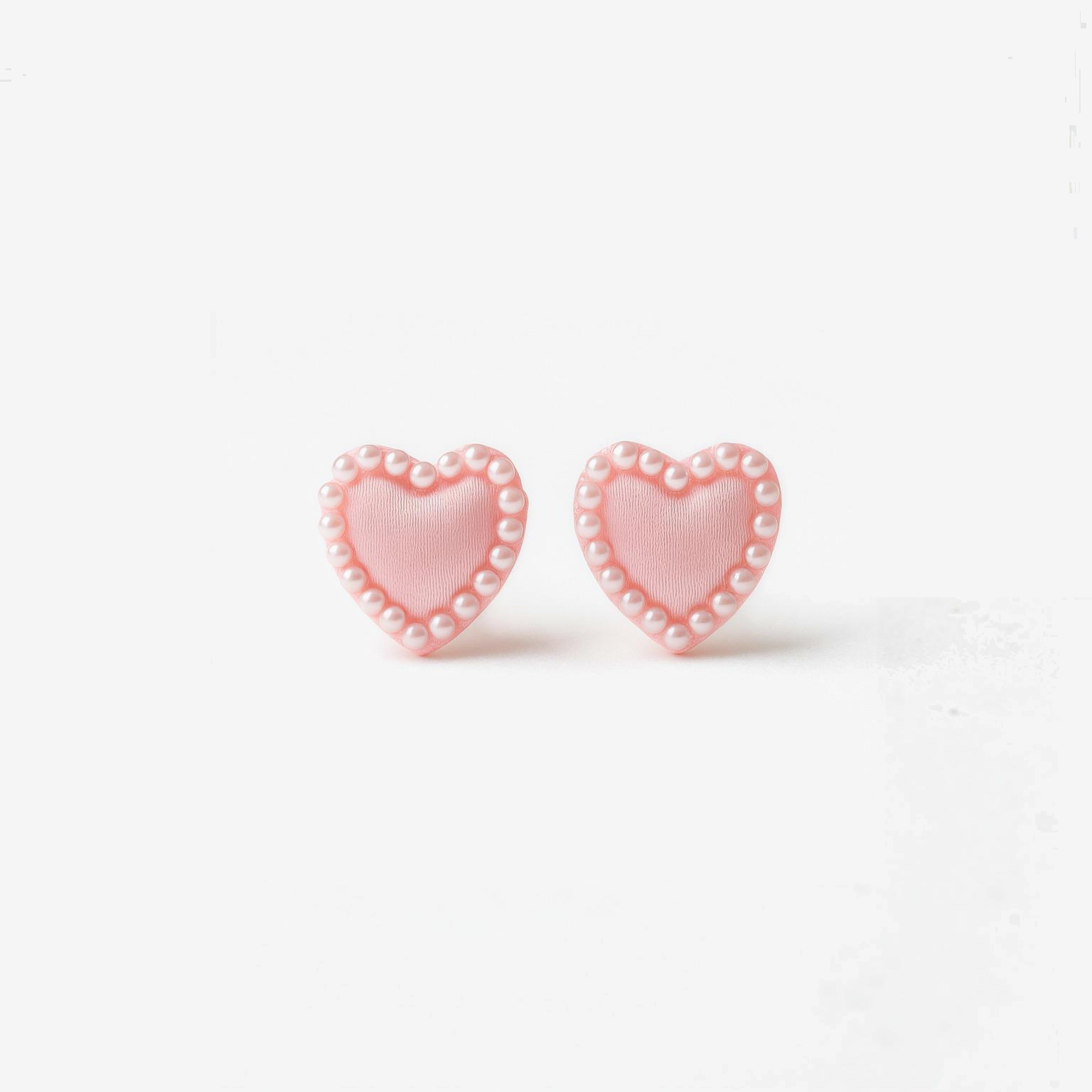 Pink Hearts with Dots Stud Earrings