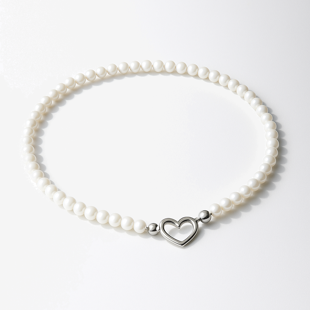 Seashell  Sterling Silver Heart Clasp Necklace