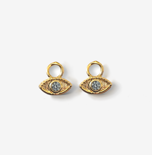 Blue Eyes Earrings Charms in Gold