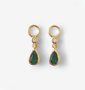 Green and White Crystal Gold on Sterling Silver Earring Charms