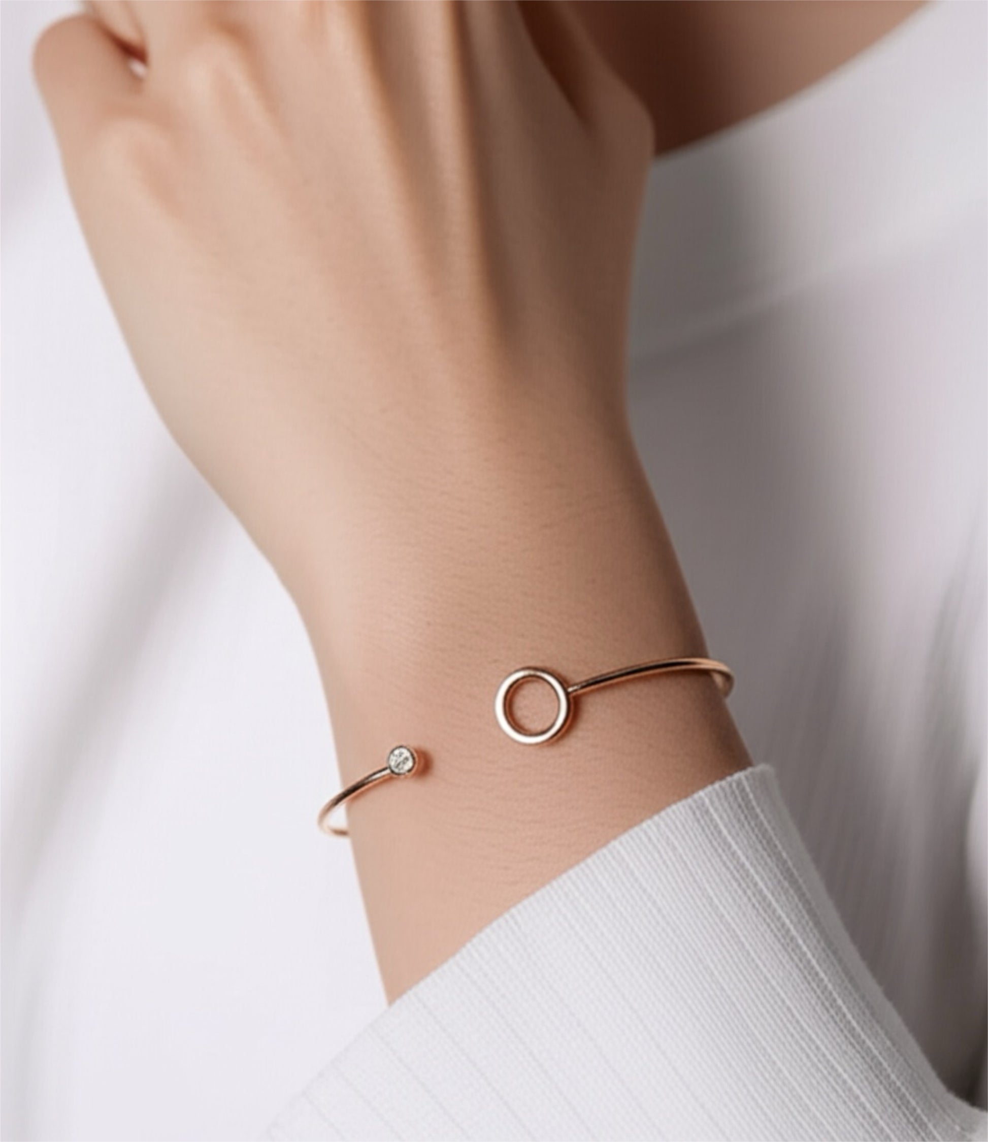 Geometric Rose Gold on Sterling Silver Bangle Bracelet