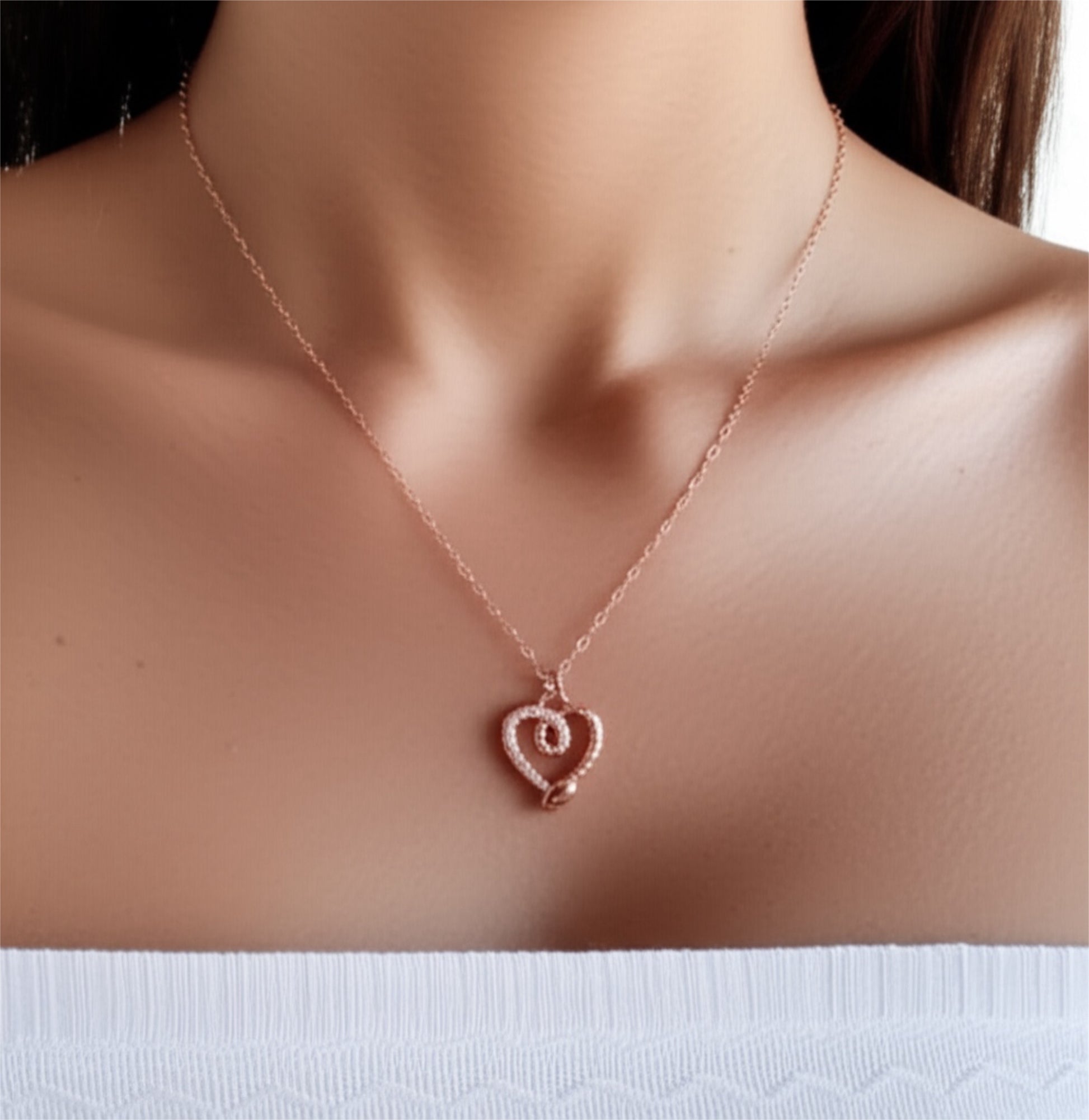 Heart with Serpent Rose Gold Necklace